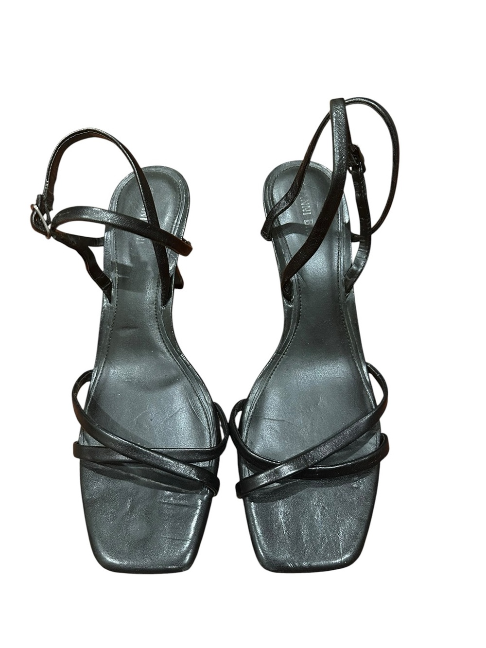 Gianni Bini Black Strappy Square-Toe heeled Sandals. Y2K vibes. Size 11. Rave
